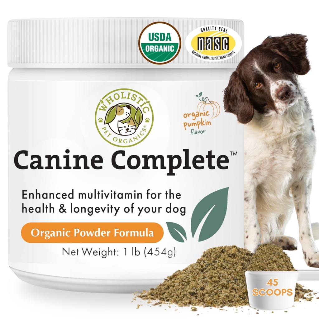 Wolistic Pet Organics Canine Complete - Dog Multivitamin Powder - 1 Lb - Daily Dog Vitamin dan Suplemen untuk Homemade Food - Sistem Imune, Skin, Coat & Overall Health - Kecil dan Large Breed