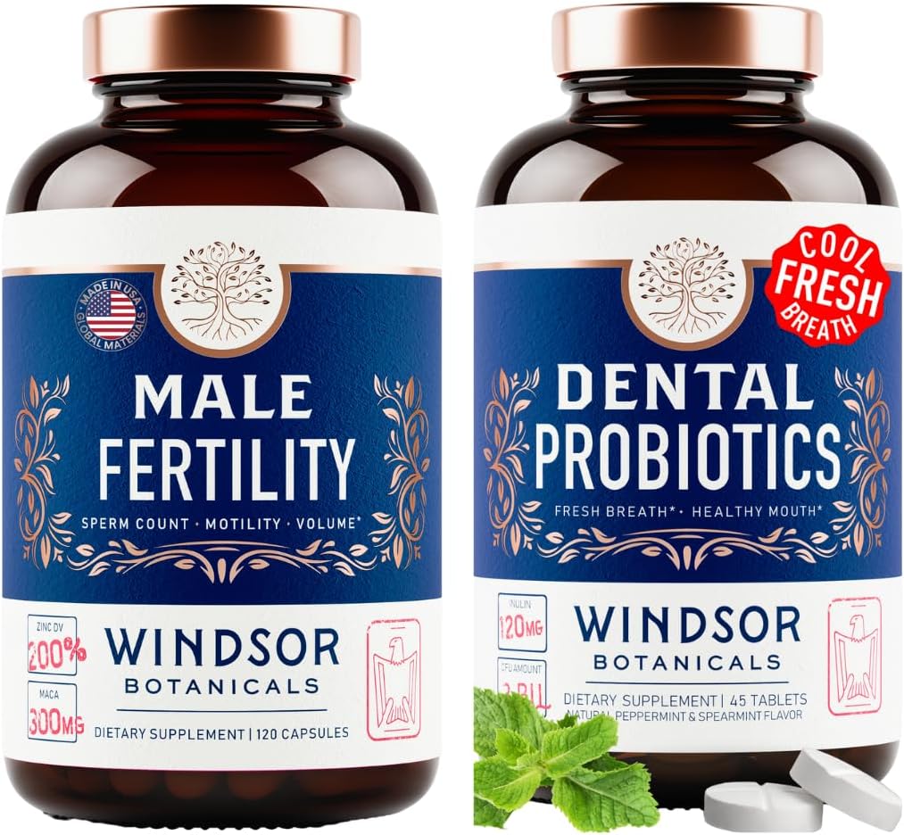 WINDSOR BOTANICALS Male Fertility Suplement and Oral Propoles for Fresh Breath - Mins Health Bundle