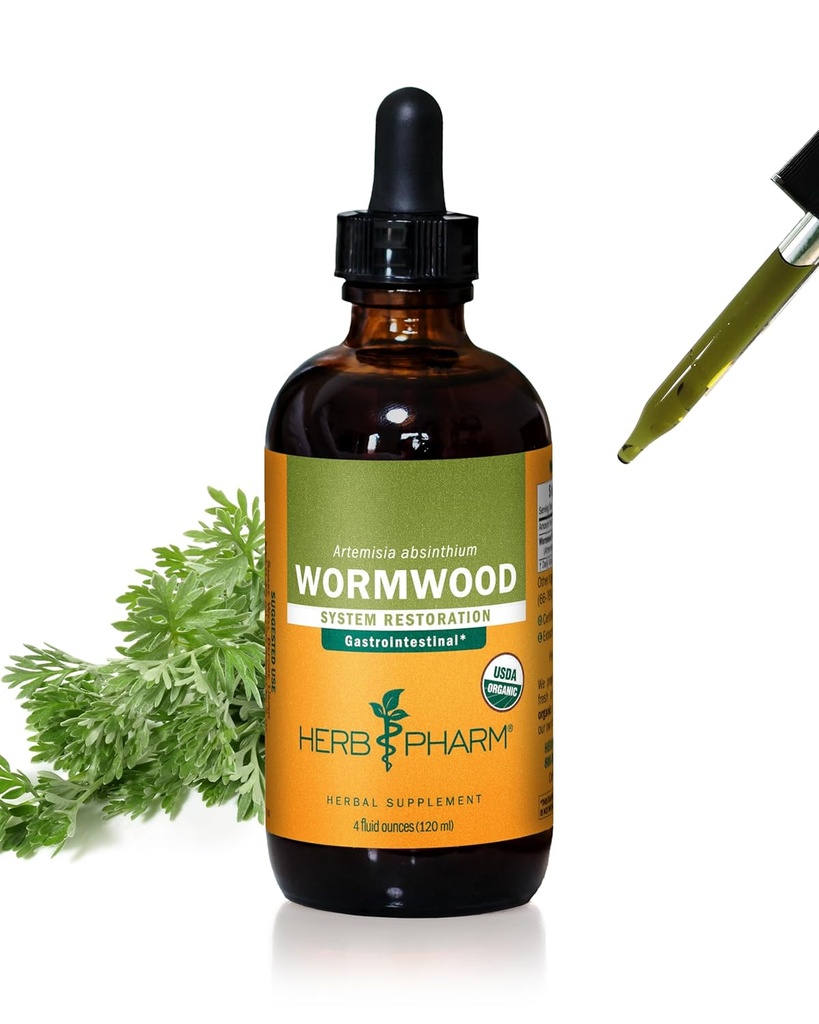 Herb Pharm Certified Organic Wormwood Ekstrak untuk Digetical System Dukungan - 4 Ounce