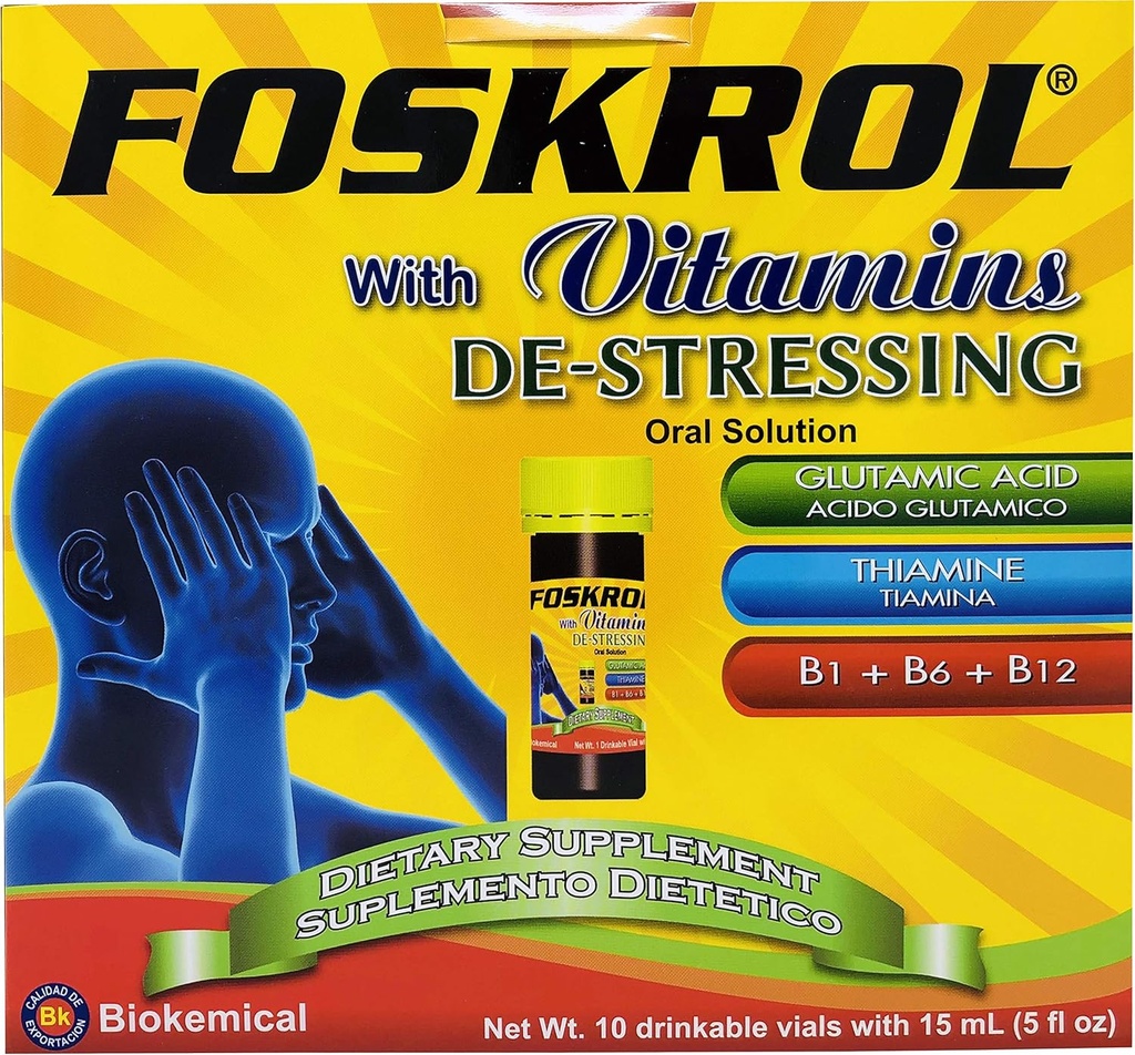 dengan Vitamin DeStress - 10 Count Vials - B Vitamin and Glutamic Acid - Biokemis (10 Vials - Destressing)