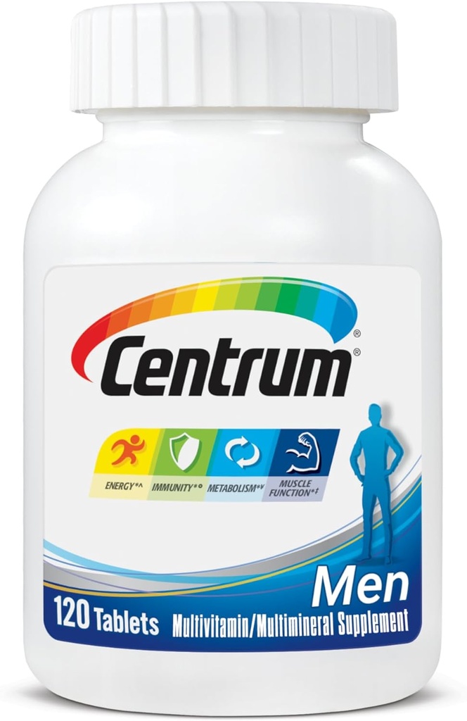 Sentrum Multivitamin untuk Pria, Suplemen Multivitamin / Multimineral dengan Vitamin D3, B Vitamin dan Antioksidan, Gluten Bebas, Ingreasi Non-GMO - 120 Count