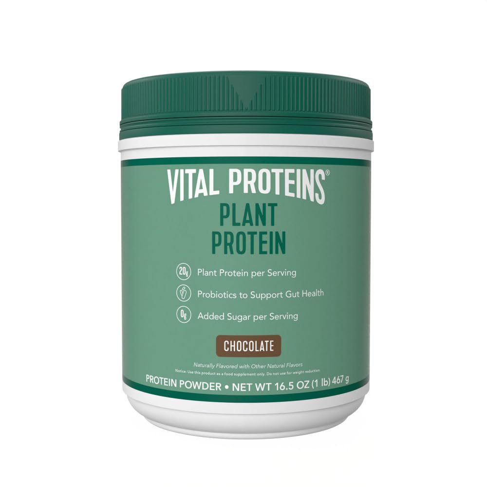 Vital Protein Powder - 20g Tanaman berbasis Protein dengan Chickpea - 1B CFU Probiotic for Gut Health, No Added Sugar - Chocolate, 16,5 oz