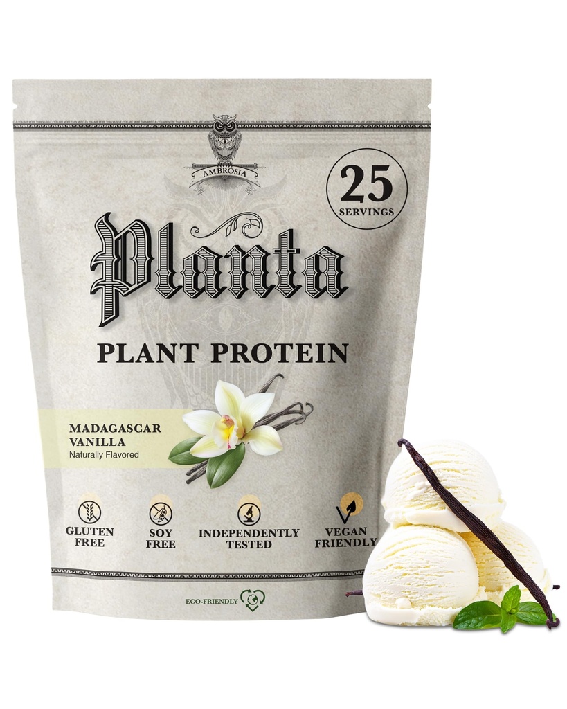 Ambrosia Planta - Premium Plant - berbasis Protein 124; Vegan & Keto Friendly 124; Gourmet Flavors tanpa Bloating atau stomach Upset 124; Gluten & Soy Free 124; No Added Sugar 124; 25 Curiers