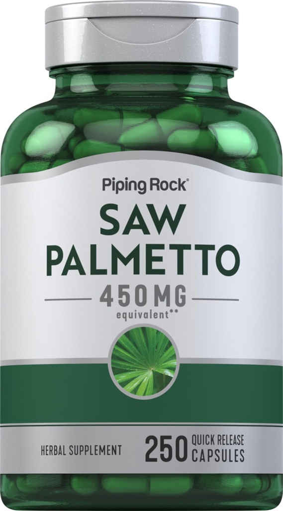Piping Rock Saw Palmetto for Men and Women 124; 450 mg 124; 250 Capsules £124; Herb Ekstrak Tambahan 126; Serenoa Repens 124; Non-GMO, Gluten Bebas