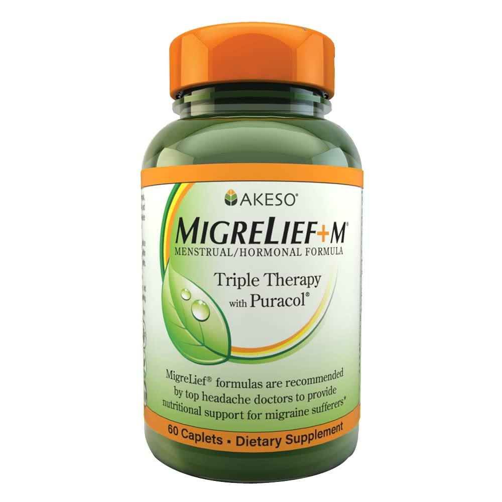 MigreLief + M - Advanced Nuttration Supplement for Women 's Neurologis Health and Head Comfort - 60 Caplets (1-Month Supply)