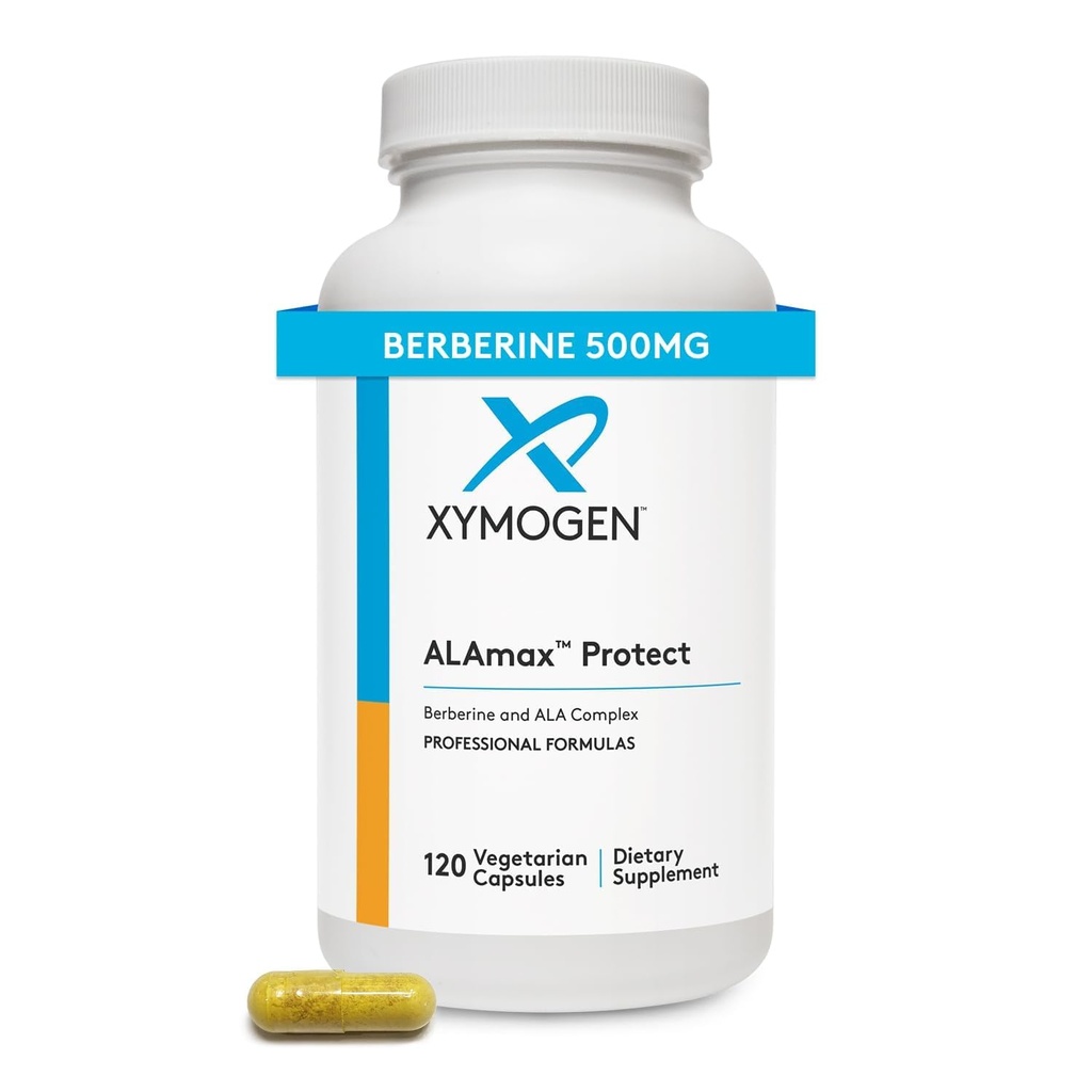 XYMOGEN ALAmax Protection - Berberine and ALA Suplement Complex - Alpha- Lipoic Acid with Berberine HCI + Biotin to Help Dukung Kesehatan Cardiometabolic (120 Capsules)