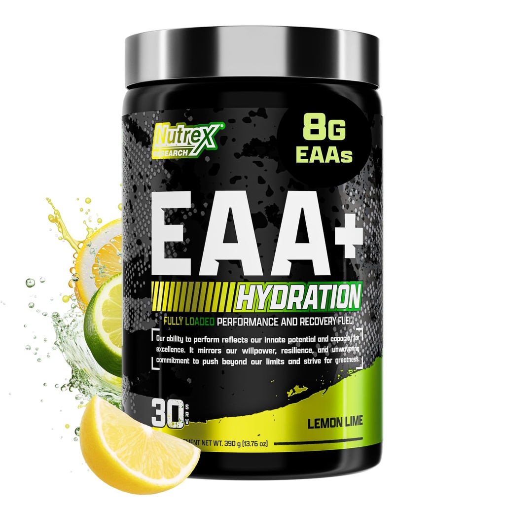 Nutrex Research EAAA Hydration 124; EAas + BCAA Powder 124; Muscle Recovery, Power, Muscle Building, Endurance 124; 8G Escule Amino Acids + Electrolytes 124; (Packating My Vary) 30 Servings (Lemon Lime)
