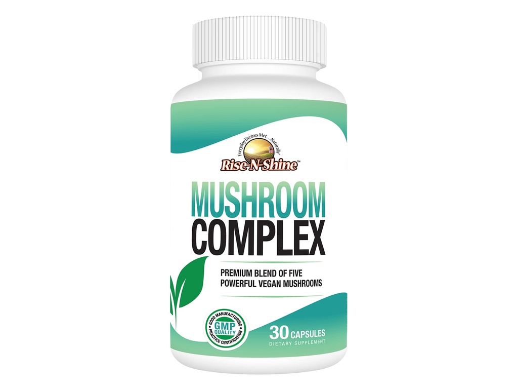 Rise- N- Shine Mushroom Suplement for Clarity & Focus - Immune Dukung w / Lion 's Mane, Reishi, Mushroom, Chaga, Maitake & Shiitake Mushroom - 30 Day Supply - 30 Capsules