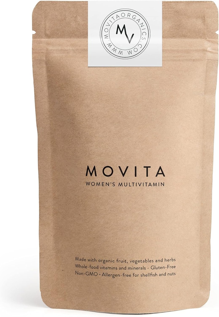 Movita 's Daily Multivitamin - Organic Fermentasi Whole Foods for Enhanced Energy, Imunity & Vitalitas - Vegan, Gluten- Free, Non-GMO - 30- Day Suppply (Eco- Friendly Refill Pouch)