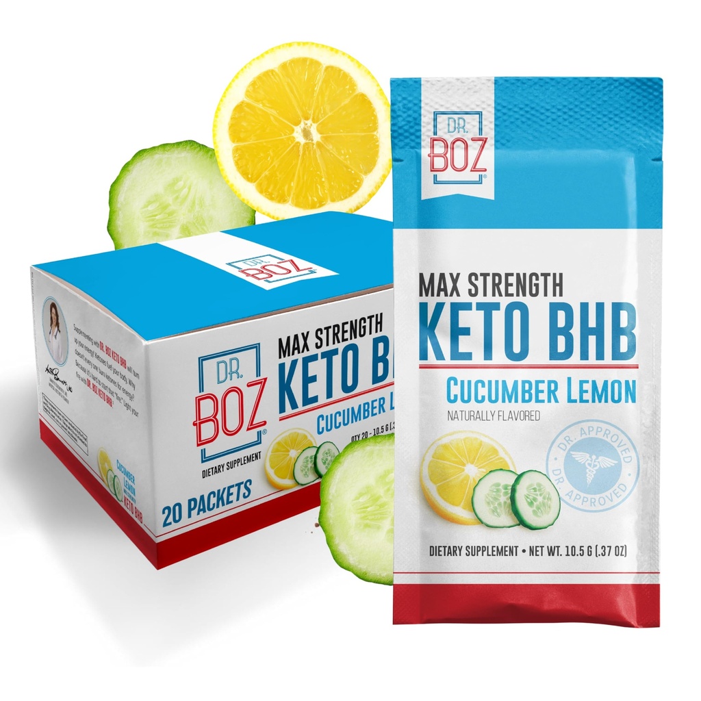 Dr. Boz - Keto BHB Powder - Mentimun Lemon, 20 Paket - Ketones Drink - Increase Energy & Redure Crauges - Max Energy Dietary Supplemen - Kualitas Terbuat di Amerika Serikat - 10.9oz (310g)