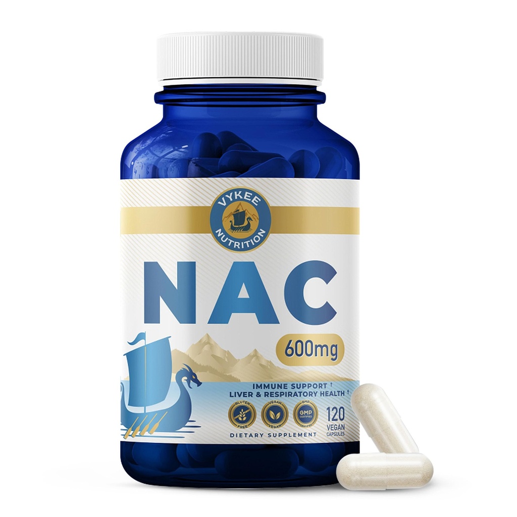 Vykee Nutrition NAC Capsules 600 mg N Acetyl L Cysteine - Daily NAC Suplemen Kesehatan Hati dan Keseimbangan Imune - Vegan Non-GMO - 120 Capsules