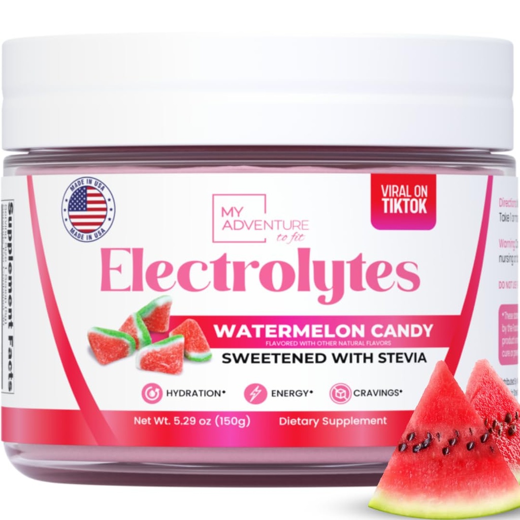 Zero Sugar - Watermelon Candy Electrolytes Powder - Menyegarkan Hidration - Caffeine Free Energy with All Natural Ingreations - Vegan, Keto dan Paleo - Sugar Free Electrolytes Drink Mix - 30 Servings