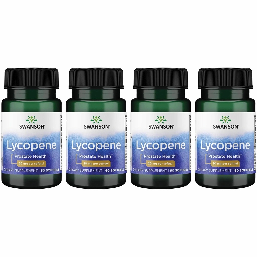 Swanson Lycopene - Suplemen Alam Memproyeksikan Kesehatan Prostat, Kesehatan Jantung, Tekanan Darah Dalam Jangkauan Normal - Mens Tambahan Kesehatan - (60 Softgels) 4 Pack