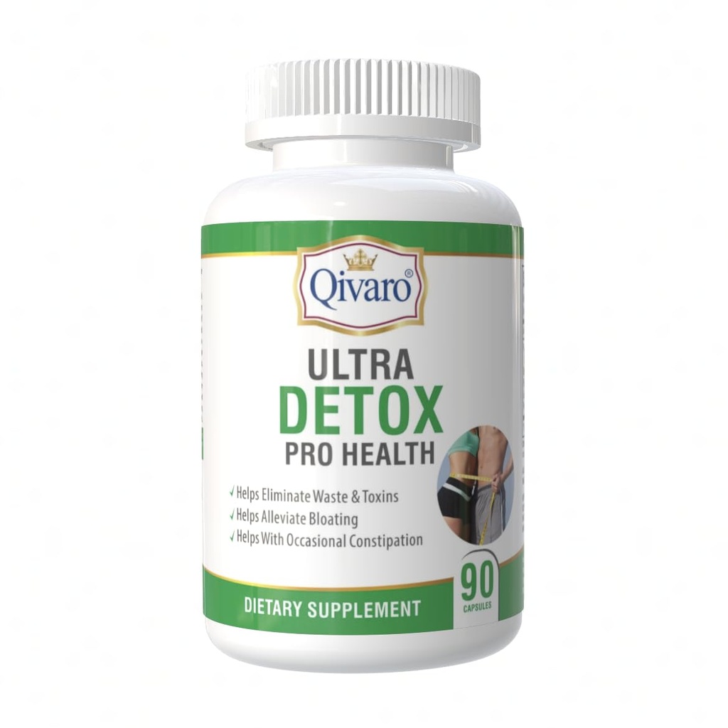 Ultra Detox Pro Health - Detox Cleanse Supplement - Pelepasan Sembelit & Pil Detox Tubuh dengan Psyllium Husks, Apple Pectin Powder & Glucomannan - Persediaan Serba - 90 Kapsul