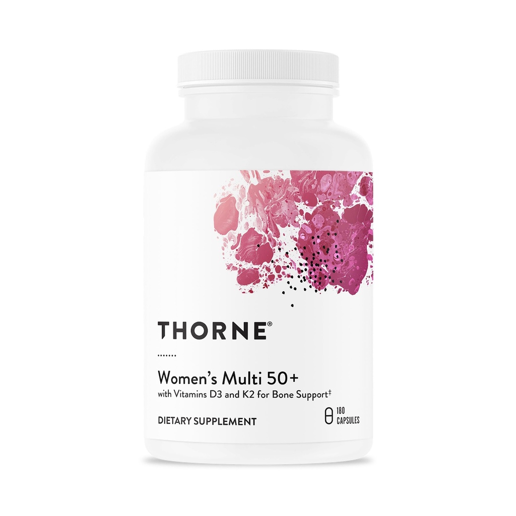 THORNE - Women 's Multi 50 + - Comprehensive Daily Multivitamin with Vitamin A, B6, B12, C, D, E, K, Zinc & More - Dukung Heart, Brain, Bone & Immune Health * - 180 Capsules