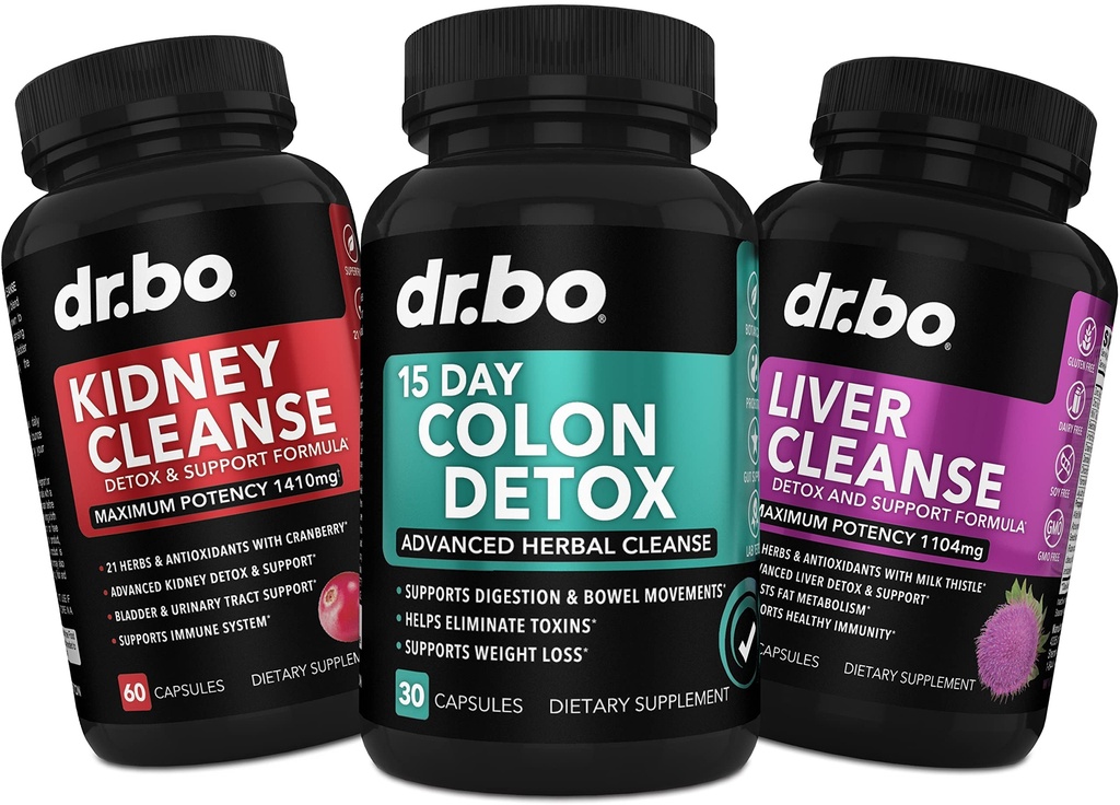 Colon, Ginney & Liver Cleanse Detox Suppplement - 15 Day Intestial Cleanse Pills & Probiotic for Bloating & Daily Constipation Relief - Bantuan Bladder Control, Urinary Tract & Gallembery Health