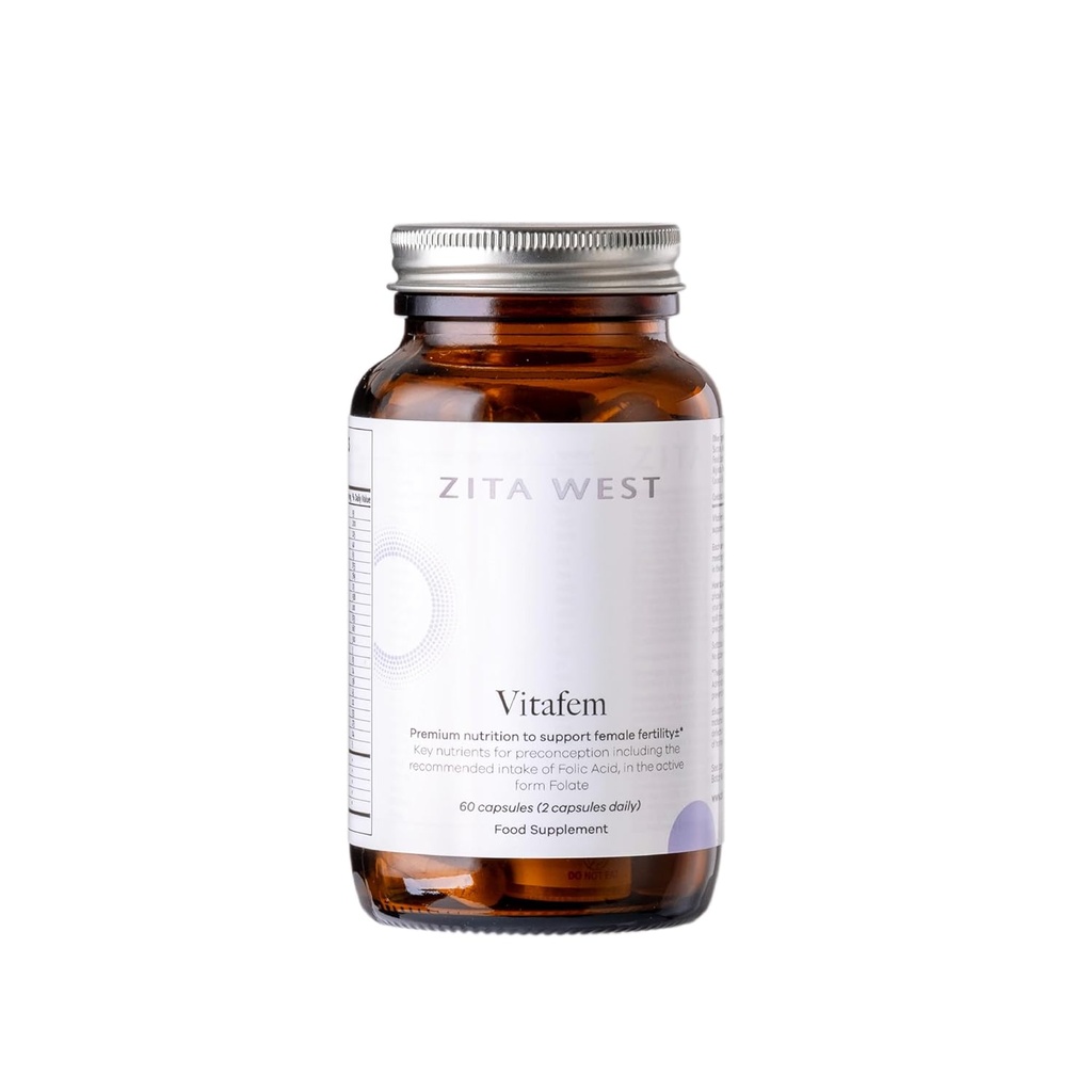 Zita West Vitafem Premium Fertility Suplement for Women - Prenatal Vitamins with Finolation for Preception Support - 60 Capsules (1 Month Suply)