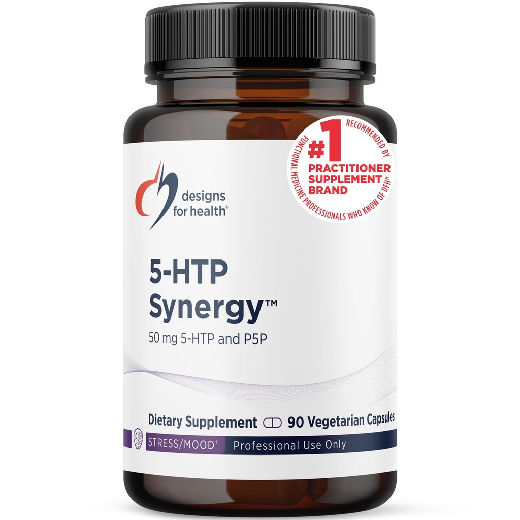 Design untuk Suplemen Kesehatan 5- HTP 50mg dengan Vitamin B6 (P-5-P) - 5- HTP Synergy 50 mg Precursor - Serotonin Pelakers untuk membantu Dukungan Mood + Appetite sehat (90 Capsules)