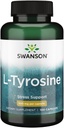 Swanson L-Tyrosine - Amino Acid Promoting Stress, Fungsi Kognitive, dan Mental Clarity - Membantu Overall Brain Health (100 Kasules, 500mg Masing-masing)