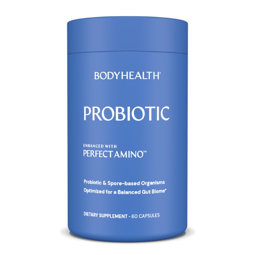 Probiotik Kesehatan BodyHealth Enhanced with PerfectAmino for Women and Men, Spore Based with Bifidobacterium, Lacleillus Salivarius, Laclecillus Acidolilus - 60 Capsules
