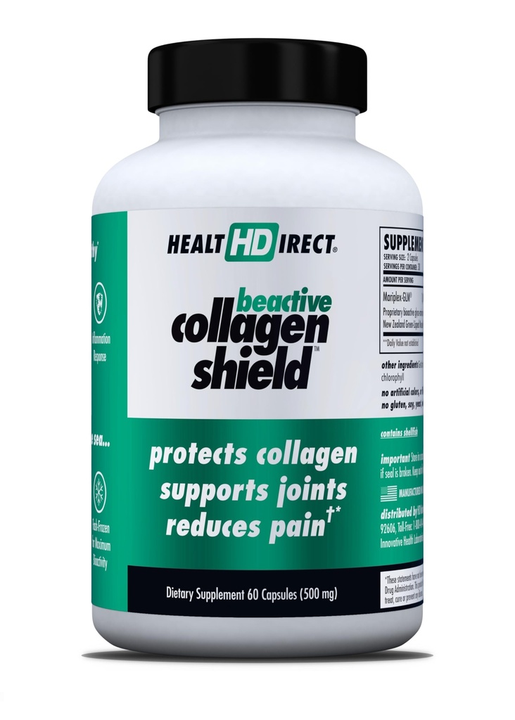 DIRECT HEALTH - Perisai Beactive Collagen - 60 Capsules - Advanced Green- Lipped Mussel Suplemen untuk Perlindungan Collagen - Pasokan Collagen di Skin, Joints dan Muscles