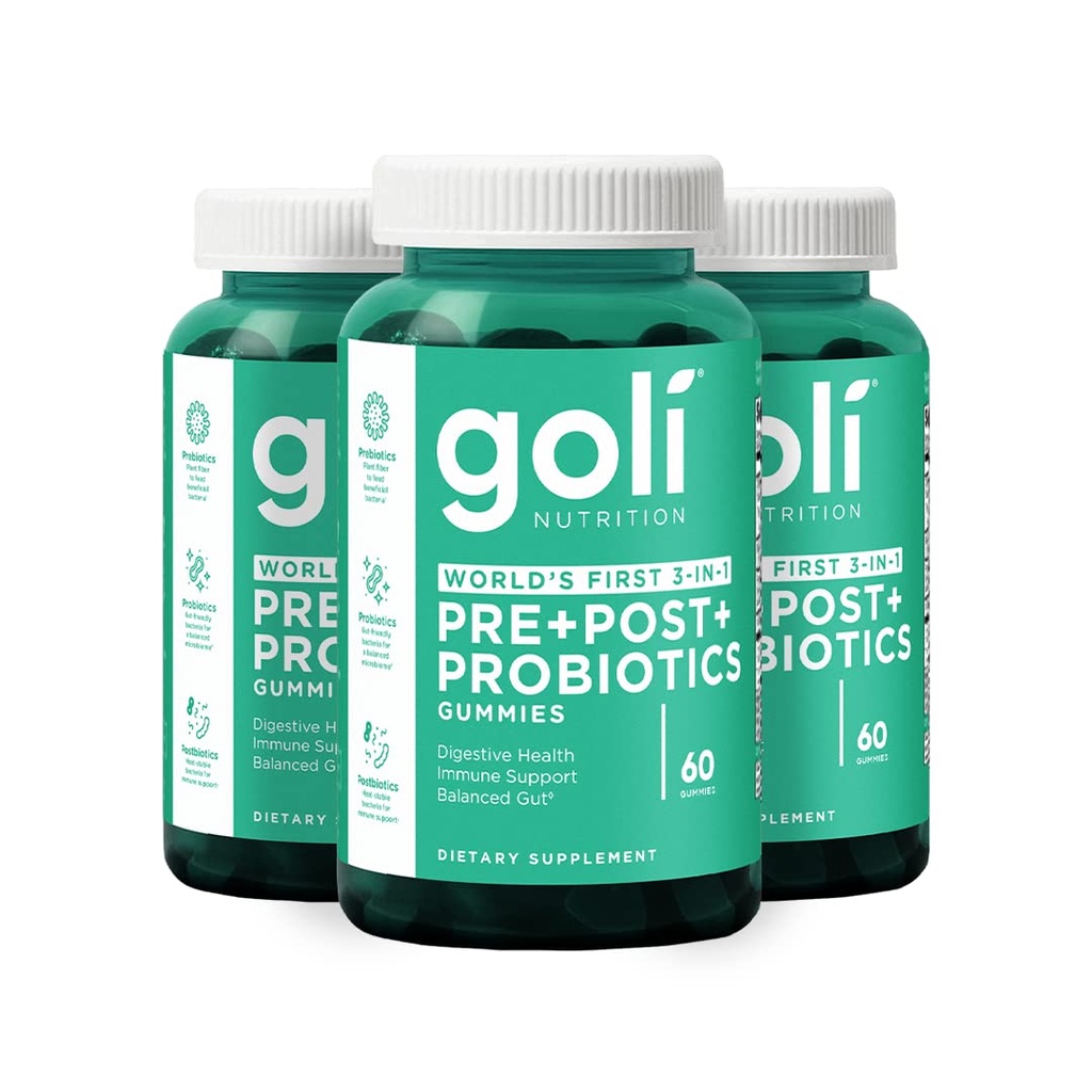 Suplemen Nutres Goli, Pra + Post + Progetic Gummy - 180 Cacah - 3 pertama di dunia - 1 Gluten- Bebas, Vegan, Non- GMO, dan Gelatin- Bebas.