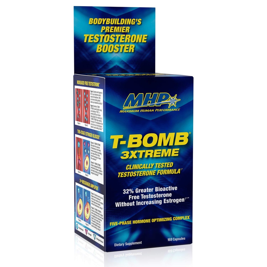 MHP T-Bomb 3xtreme Clinically Test Booster for Men, Increase Libido, 168 Count