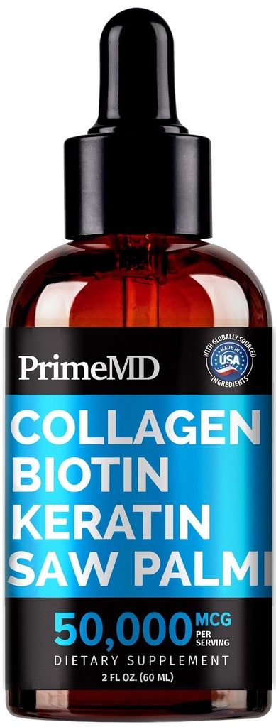 Liquid Collagen Peptides for Women - Serum Complex with Biotin Vitamin, Hidrolyzed Keratin Protein dan Saw Palmetto - Comprehensive Formula untuk Rambut, Skin, dan Nails Wellness - 2lF oz (Paket 1)