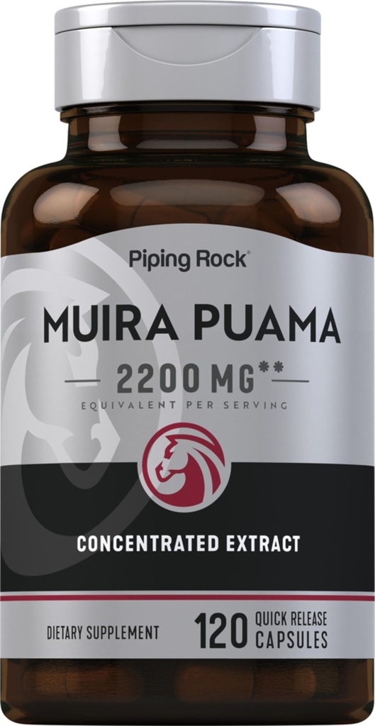 Piping Rock Muira Puama Root Ekstrak 2200 mg 124; 120 Capsules 124. untuk Pria & Women & Women 124; Non GMO, Gluten Free Suplemen