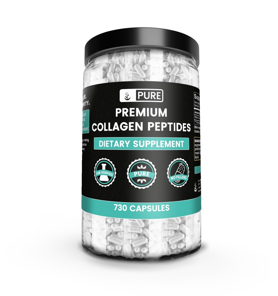 Puri Ingrediens Collagen Peptides (730 Capsules) No Magnesium Or Rice Fillers, Always Pure, Lab Verified