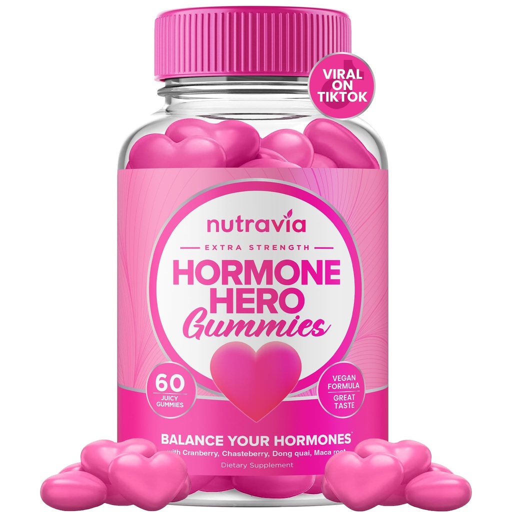 Keseimbangan Hormone Bagi Perempuan Gummies + PMS Relief Suplement - Mendukung Mood Swings, Clear Skin, Mengurangi Kurung dan Bloating - Hormonal PMS Gummies PCOS Vitamin dengan Cranberry, Dong Quai (60 Gummies)