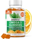 Suplemen Zenwise Health Omega 3 Gummy - Tambahan Omega 3 Omega Tak Dibakar dengan DHA & EPA Fatty Acids untuk Kesehatan Imune - Disediakan Oil Ikan, Minyak Flaxseed & Vitamin E - 30 Gummi