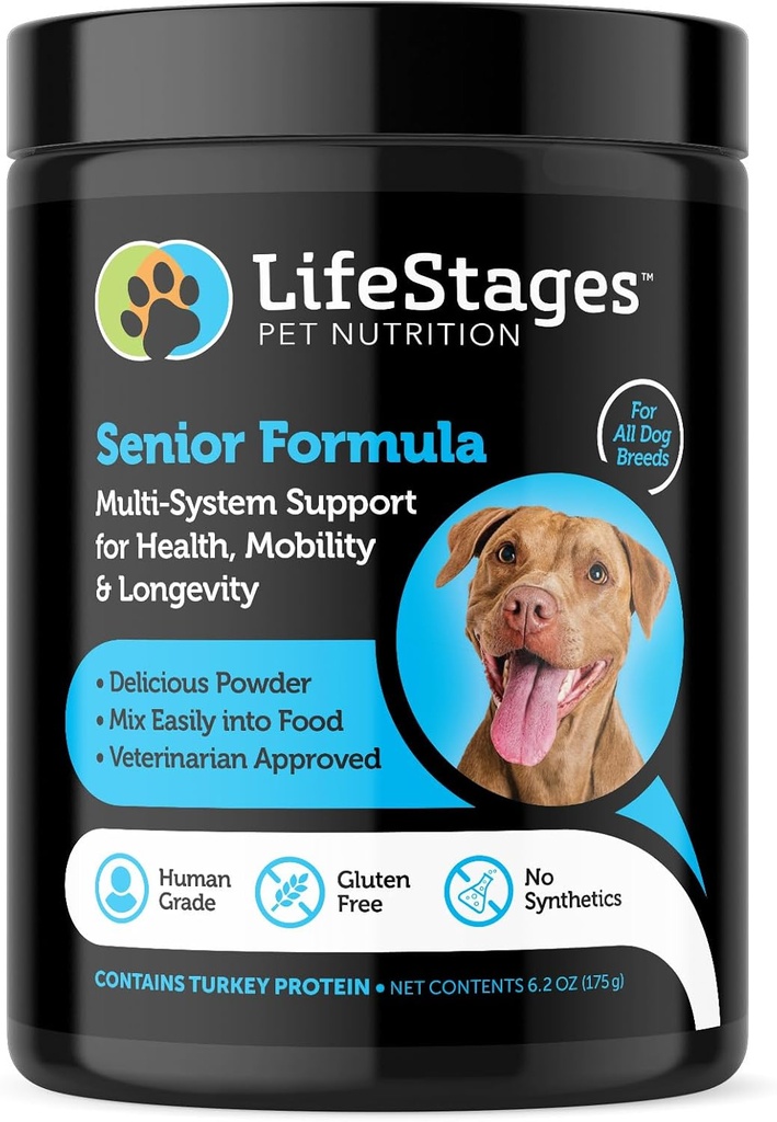 Panggung 3: Formula Anjing Senior untuk Hip & Gabungan Dukungan, Kesehatan Cognitive, Skin & Coat - Natural Ingredials - Minyak Ikan, Benih Flax, Turmeric & Proyeksi, Vet Disetujui