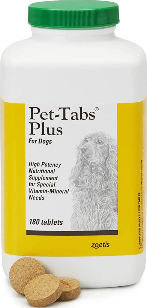 Pet- Tab Plus Multivitamin dan Mineral Tambahan untuk Dogs dengan Kebutuhan Nuterasional Khusus, Tewable Tablet, 180 Count Bottle