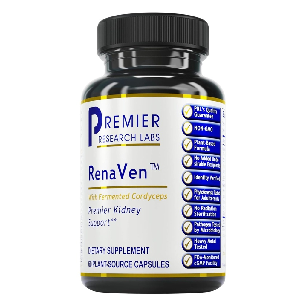 Premier Research Labs RenaVen - Premier Kidney Dukungan untuk Ginny Cleanse Detox dan Repair 124; Impreve Ginjal Fungsi dan Dukungan Uuriner Ferdited Cordyceps - 60 Plant-Source Kapsul