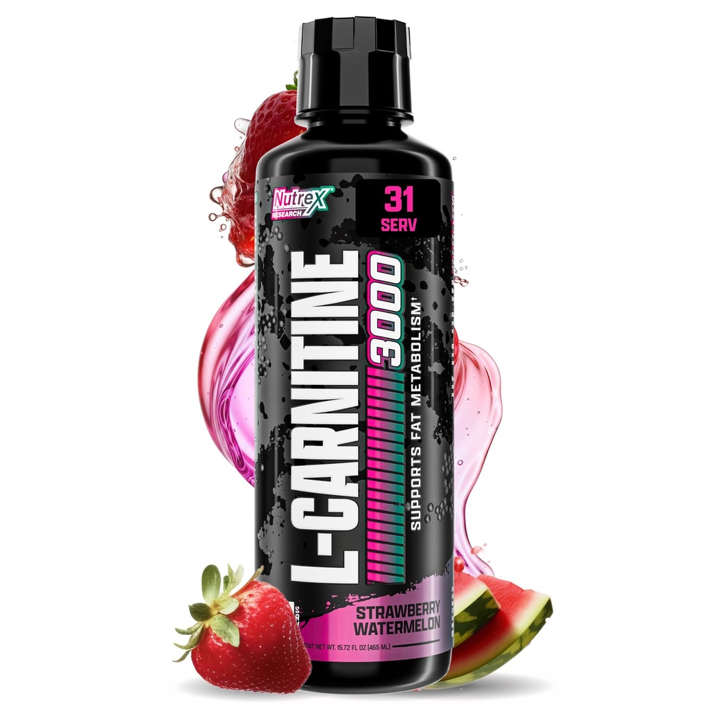 Nutrex Research Liquid Carnitine 3000 124. (Strawberry Watermelon): Premium L Carnitine Liquid, Stimulant Free 31 Servings
