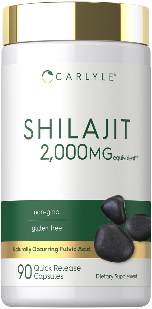 Carlyle Shilajit Capsules 124; 2000mg 124; 90 Count 124; Non-GMO dan Gluten Free Suplemen