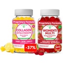 Lunakai Collagen dan Women 's Multivitamin Gummies Bundle - Non- GMO Suplemen Anti Aging dengan Biotin, Zinc, Vitamin C dan E - 100% Nilai Harian 16 EsculVitamin dan Mineral - 30 Hari Tambahan