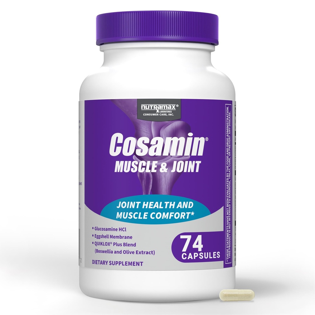 Nutramax Cosamin ® Muscle & Joint, Works to Decase Cartilage Breakdown, Protects Joints, and Reduces Muscle Soreness, 74 Capsules