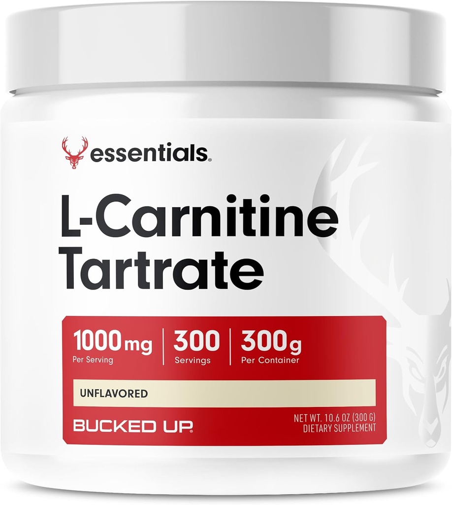 Bucked Up L-Carnitine Tartrat 1000mg Powder, Esensial (300 Pelayan)