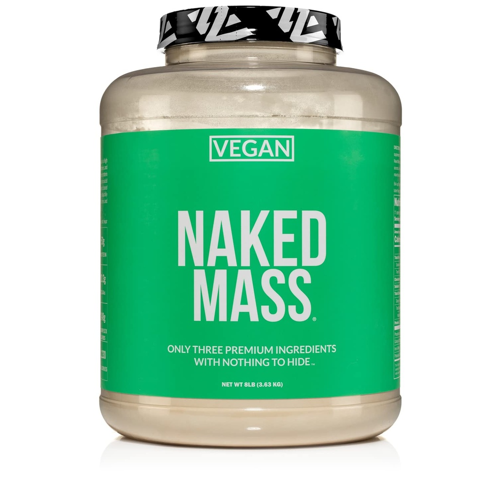Vegan Mass NUD - Vegan Alam Perberat Berat Protein - 1.230 Kalories, Non- GMO, Soy & Gluten Bebas, Ingreasi Tanpa Buatan - 8LB Bulk - 11 Servis