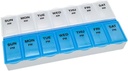 Perawatan Dasar (7- Day) AM / PM Pill Organizer, Vitamin Case, And Medicine Box, Kompartemen Besar, 2 Kali sehari, Blue and Clear Lids