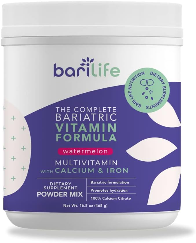 Bari Life Complete Bariatric - Dietary Powder Mix, Calcium Citrate, Multivitamin, Besi - Bariatrik Vitamin untuk Pasien Tidur Gastric - (Watermelon, 60 Servings)
