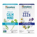Himalaya Hello Calm Mind with Bacopa for Relaxation, Focus and Concentration & Hello ZZZs with Melonatin for Sleep Support, 60 Capsules Each-Bundle