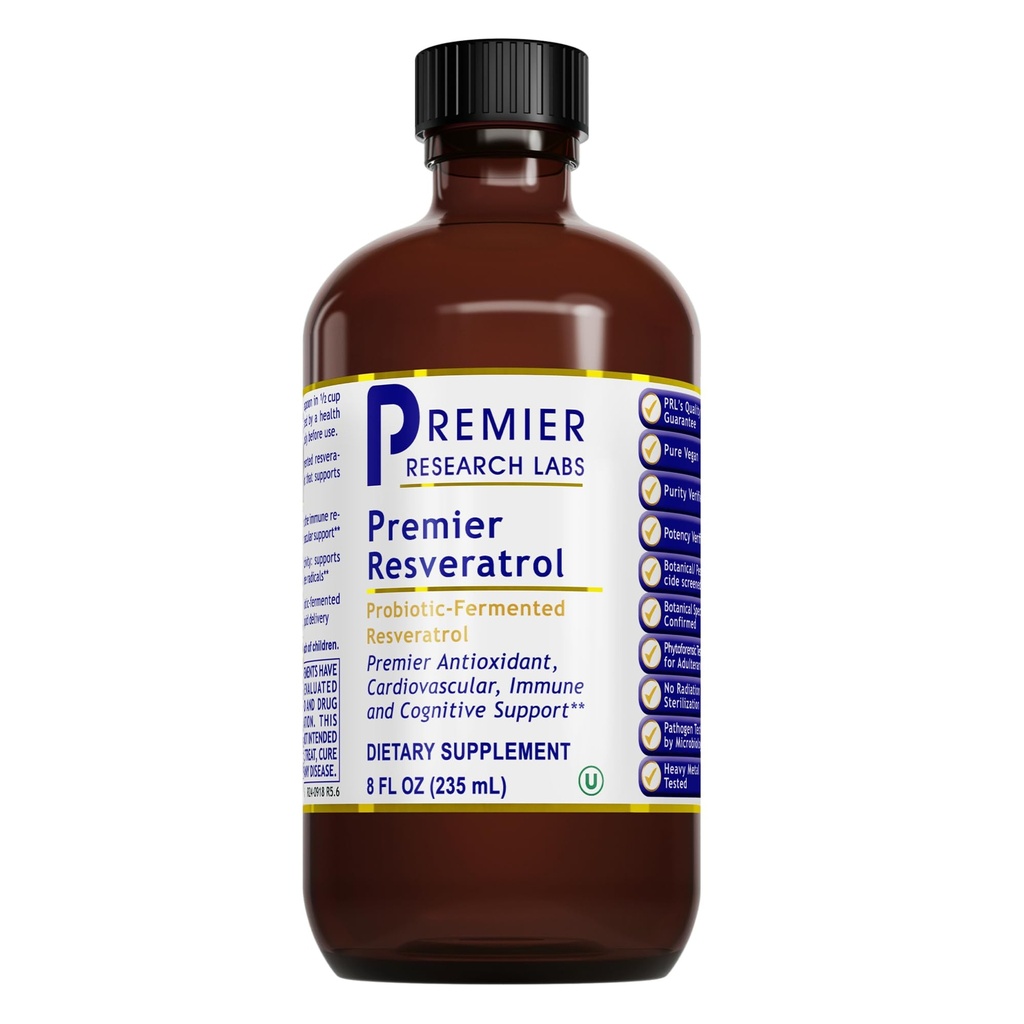 Premier Research Labs Resveratrol - Resveratrol Liquid Suplement, Trans Resveratrol, Antioksidant Dukungan untuk Kesehatan & Darah Flow, Dukungan Penuaan, 180 mg Per Teatole - 8 Fl Oz
