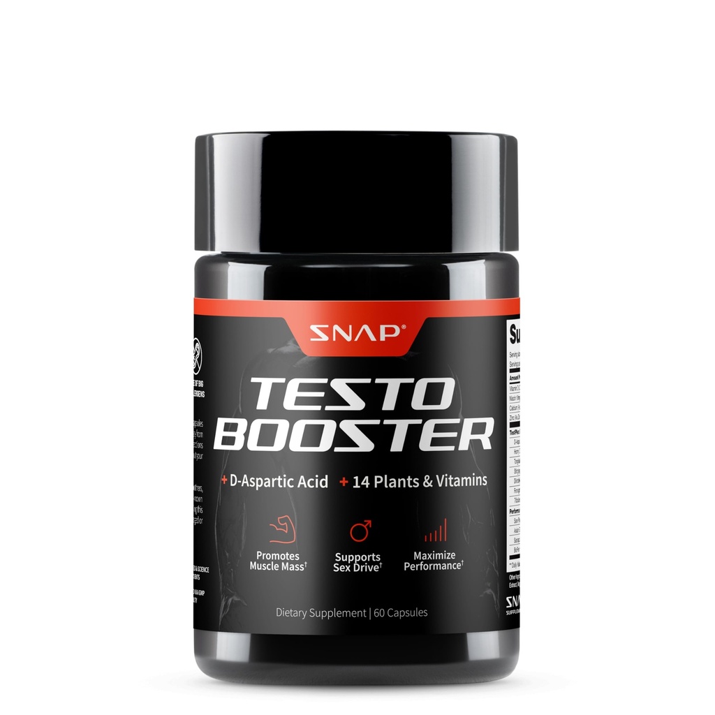 Suplemen Snap Testosterone Booster untuk Pria - Promotes Pertumbuhan Otot, Booster untuk Pria, Meningkatkan Energi Alam, Stamina dan Kekuatan, 60 Kasules
