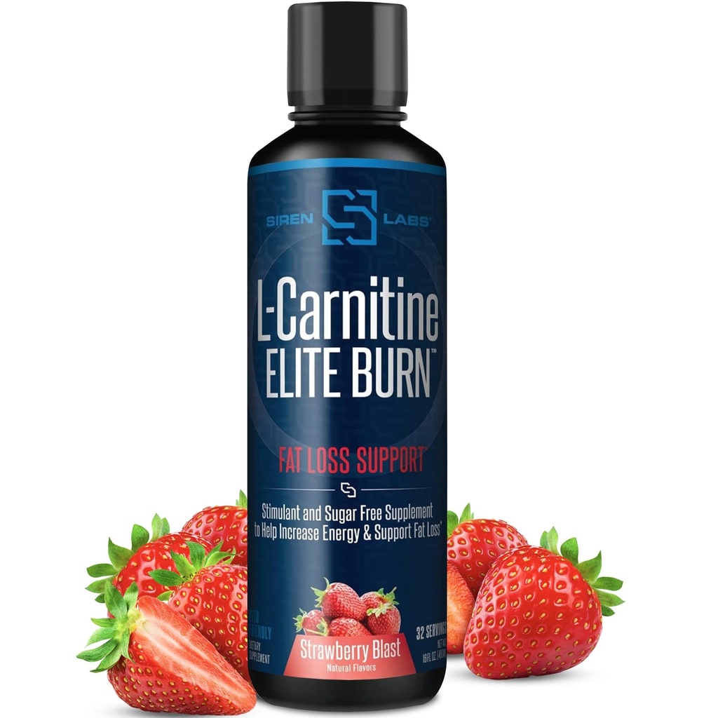 L- Carnitine Elite Burn Liquid Keto Fat Burner and Metabolism Activator - Fat Loss Dup Keto Friendly Woss Increase Energy - Stimulant Free - Strawberry Blast 3000mg (32 Servings)