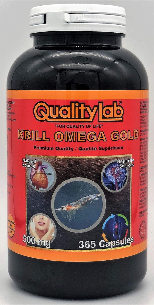 Krill Oil Omega Gold 500 mg 365 Capsules (Dibuat di Kanada)