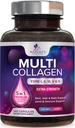 Suplemen Multi Collagen 2400 mg - Tipes I, II, III, V & X Multi Collagen Peptides Pills for Women & Men, Suplemen Collagen Hydrolyzed, Hair, Skin, Nail, & Gabungan Dukungan Dukungan