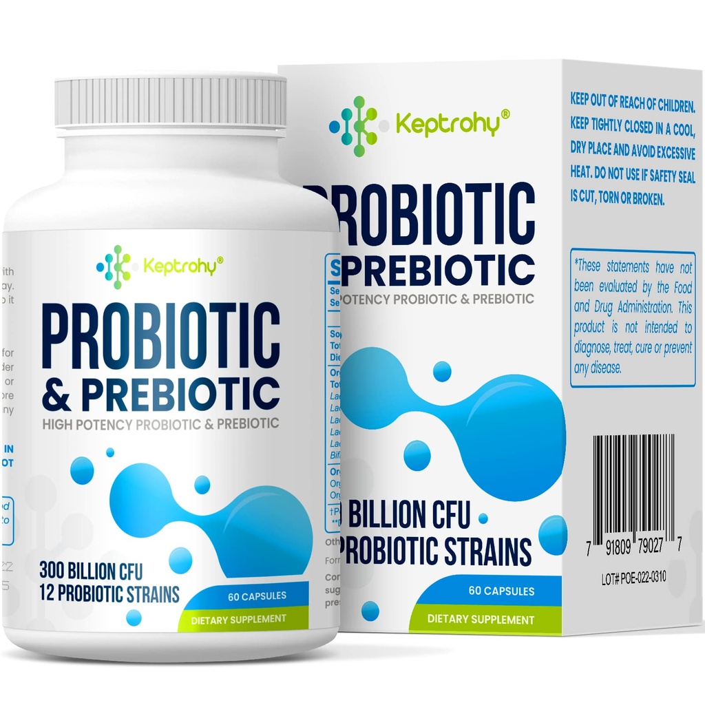 Unsur untuk Perempuan & Pria, 300 Miliar Provinsi CFU dari 12 Strains + Organic Prestical Blend for Daily Digetical, Imune, Gut, Bloating, Gut Health for Women, Shelf Stable - 60 Capsules